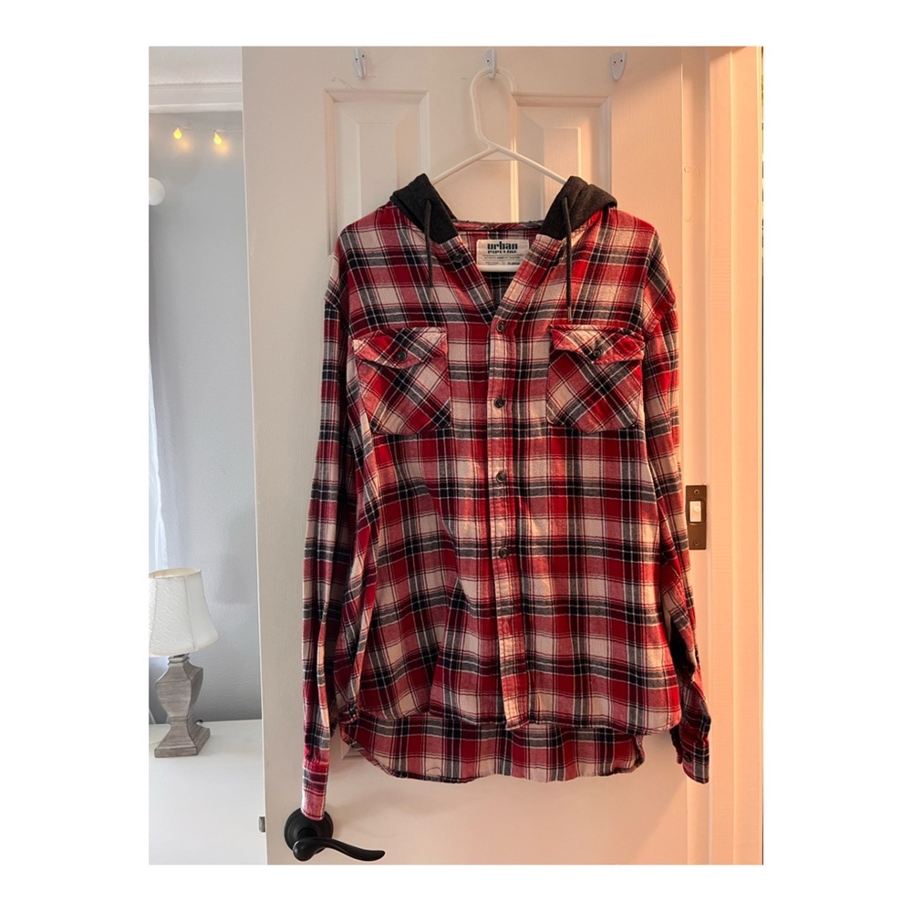 Flannel Top with Hoodie